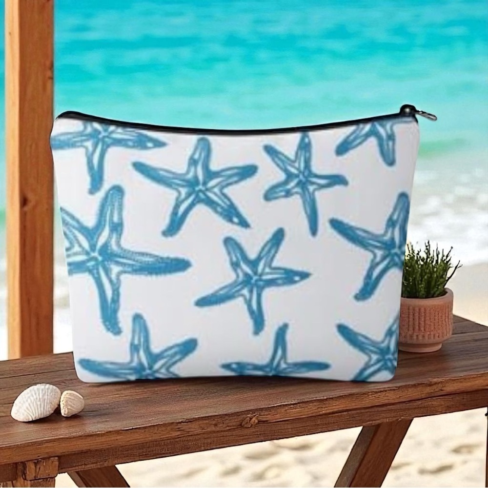 COPY - NWT Coastal Nautical Beach Theme Cosmetic/Beach Bag Pouch Size 8.7x6x1.5…